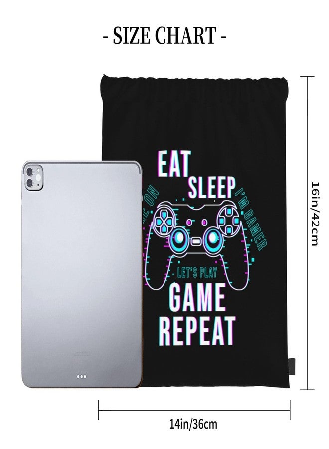 AIMASTZ Eat Sleep Game Repeat Unisex Drawstring Backpack Bag Sport Gym Swim Travel Sackpack - Image 3